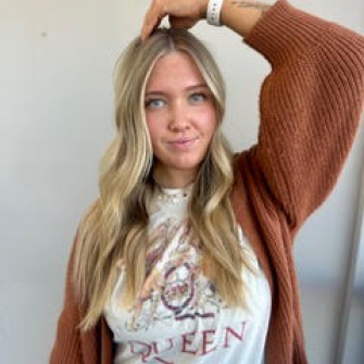 Blonde styled hair by Abbey