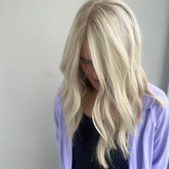 Medium length platinum blonde 