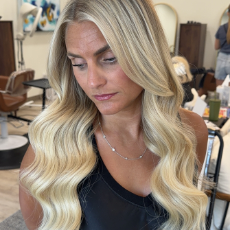Bright Blonde Hair cut and Styled by Jaycee