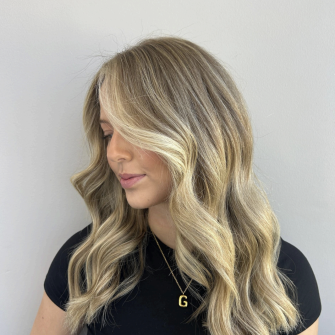 Medium bright blonde hair by shay