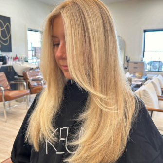 Long blond cut and color by shay